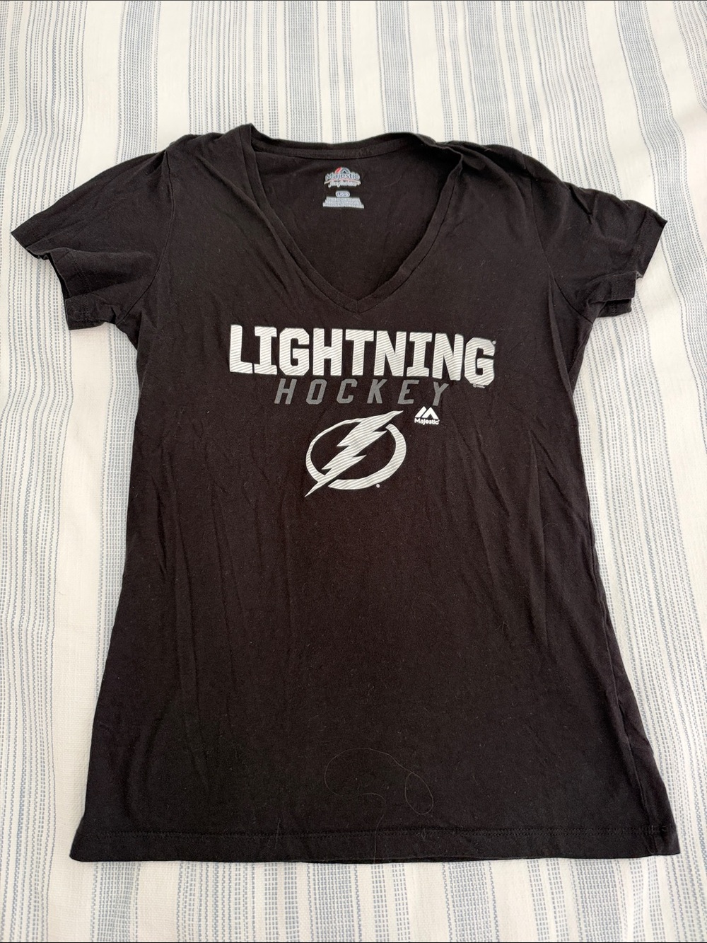 Majestic Black Lightning Hockey V-Neck Tee